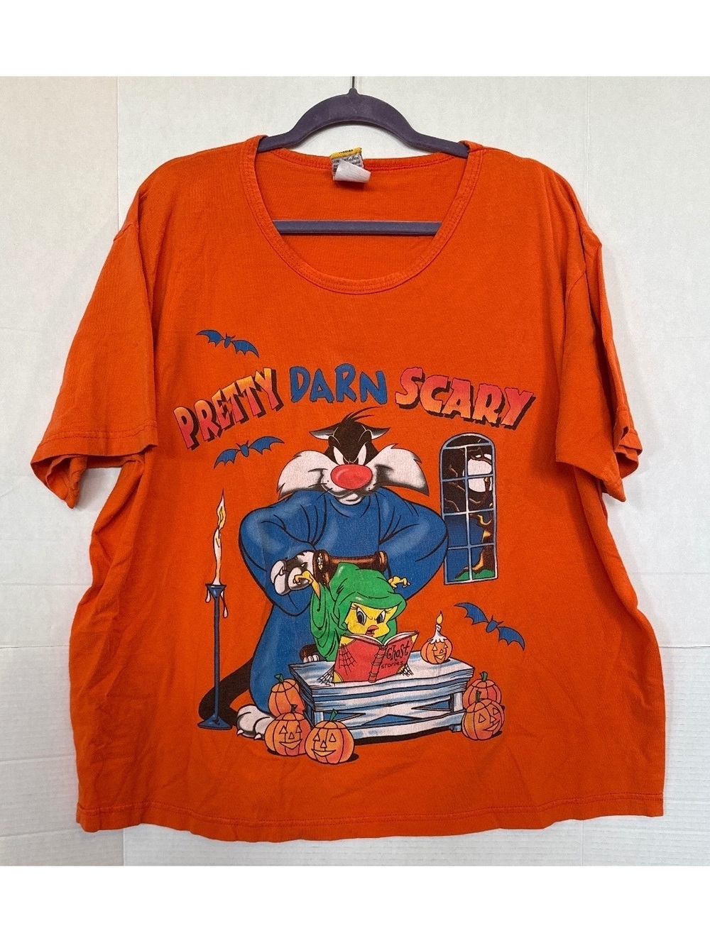 Vintage Looney Tunes Halloween Orange T-Shirt Size 22W/24W